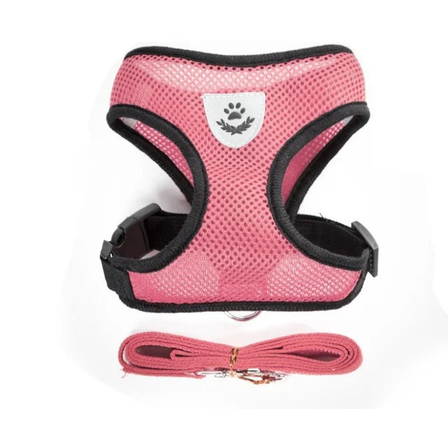 Small and Medium Dogs & Cats: Reflective Adjustable Pet Harness & Leash Set