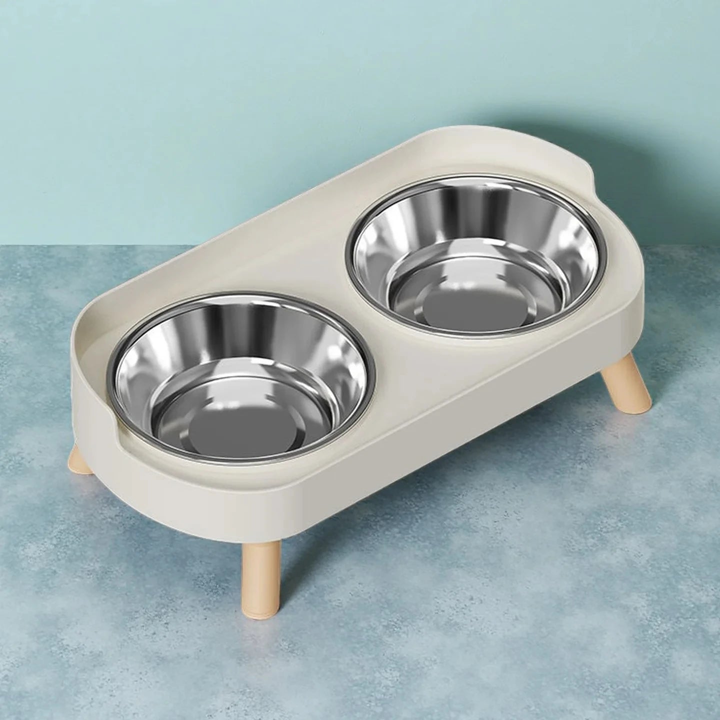 Elevated Dual-Bowl Pet Feeding Station - Neck Protection