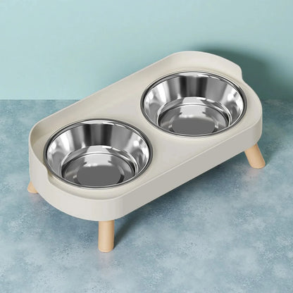Elevated Dual-Bowl Pet Feeding Station - Neck Protection