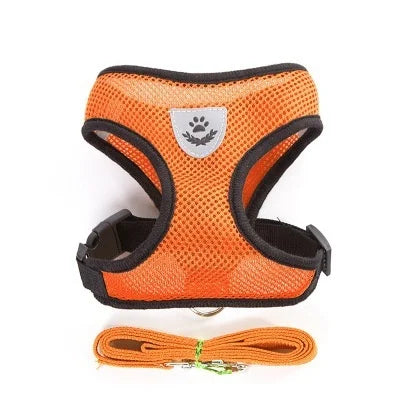 Small and Medium Dogs & Cats: Reflective Adjustable Pet Harness & Leash Set