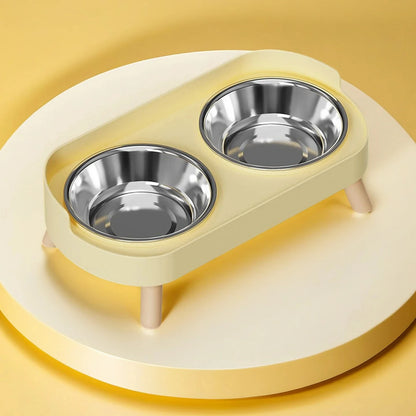 Elevated Dual-Bowl Pet Feeding Station - Neck Protection