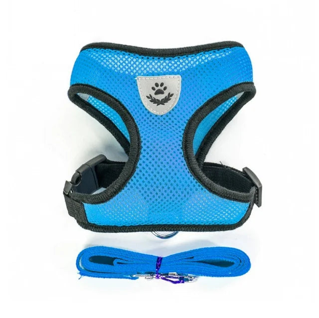 Small and Medium Dogs & Cats: Reflective Adjustable Pet Harness & Leash Set
