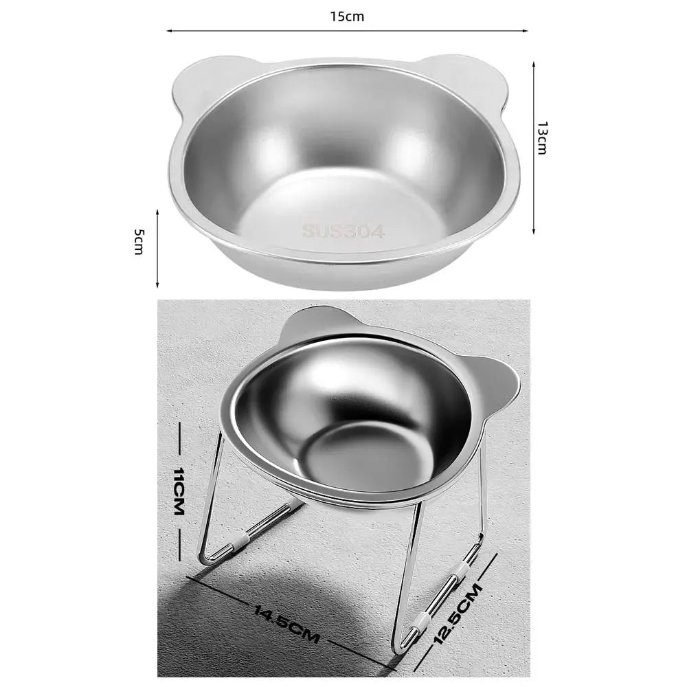 15° Elevated Stainless Steel Cat Bowl - Neck Protection
