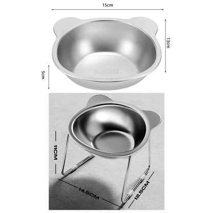 15° Elevated Stainless Steel Cat Bowl - Neck Protection