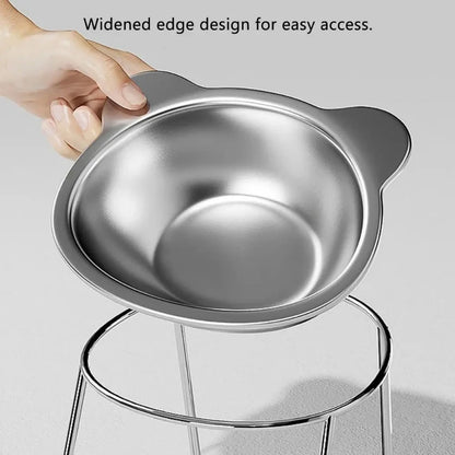 15° Elevated Stainless Steel Cat Bowl - Neck Protection