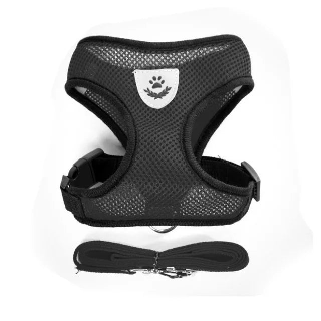 Small and Medium Dogs & Cats: Reflective Adjustable Pet Harness & Leash Set
