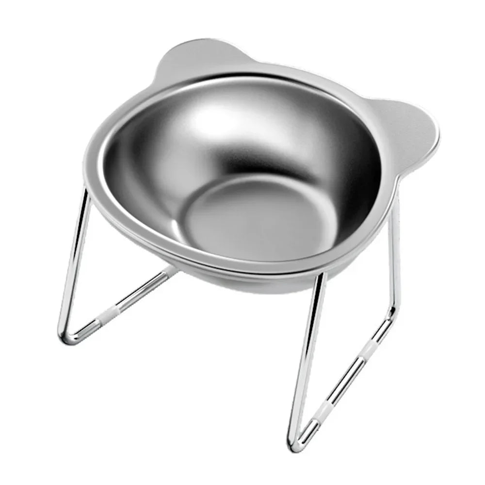 15° Elevated Stainless Steel Cat Bowl - Neck Protection
