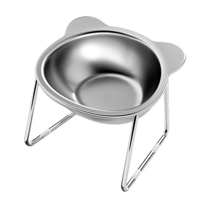 15° Elevated Stainless Steel Cat Bowl - Neck Protection