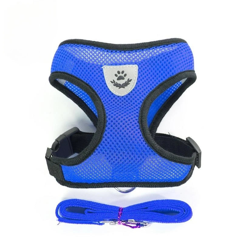 Small and Medium Dogs & Cats: Reflective Adjustable Pet Harness & Leash Set