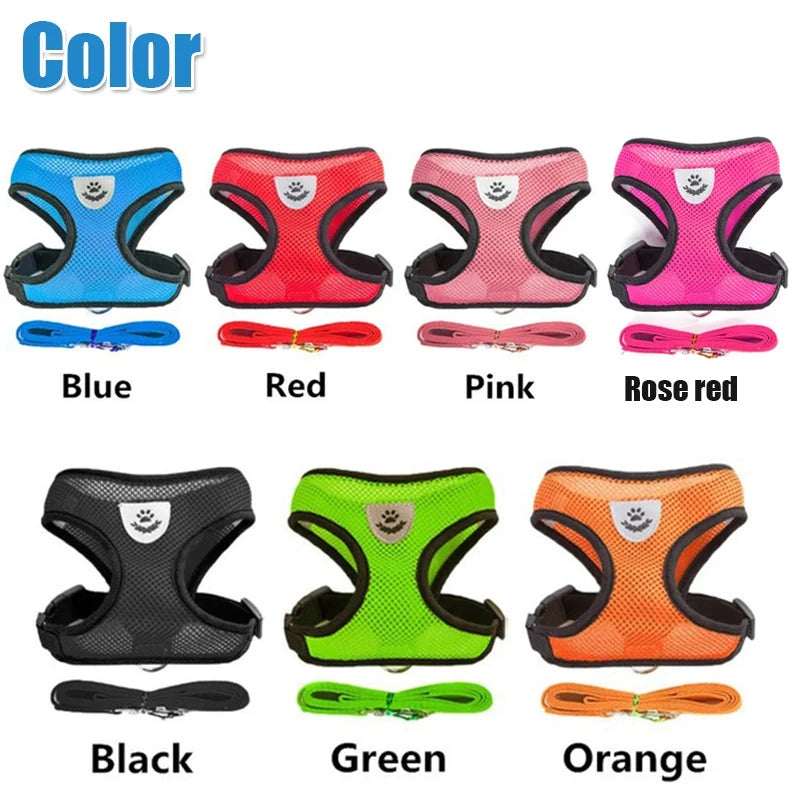 Small and Medium Dogs & Cats: Reflective Adjustable Pet Harness & Leash Set