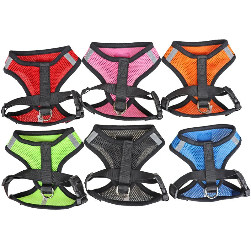 Small and Medium Dogs & Cats: Reflective Adjustable Pet Harness & Leash Set